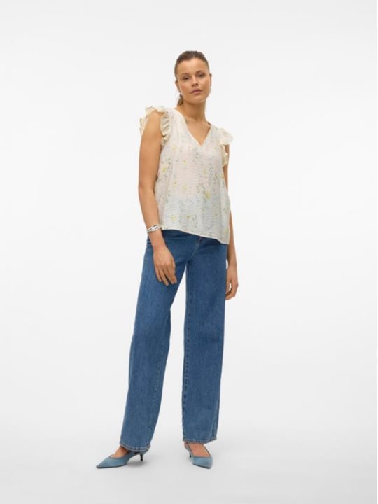 VMJOSIE SL V-NECK TOP WVN GA